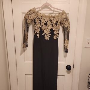SHEIN Black and Gold Lace Jumpsuit